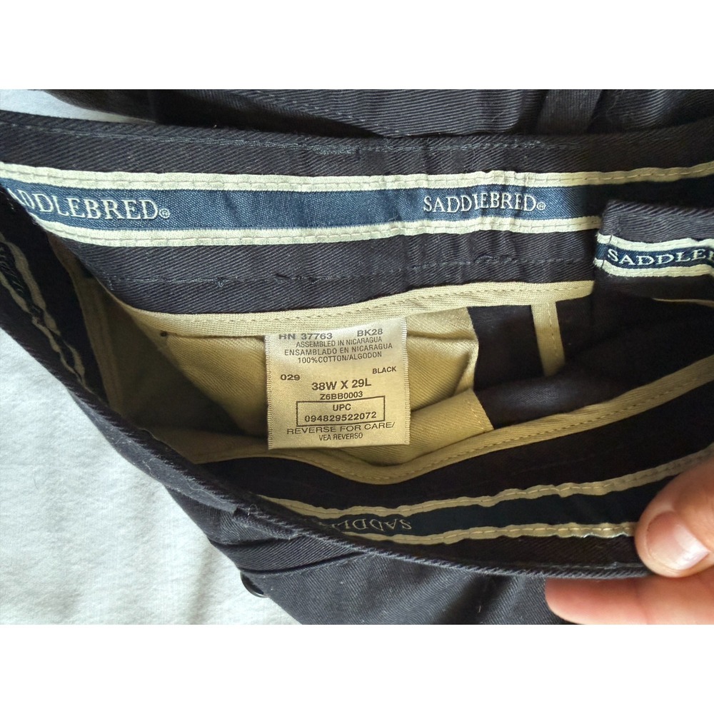 Lot 2 Mens Dress Pants 38x29 Croft Barrow Grey Stretch Saddlebred Black Pleated - Picture 3 of 3